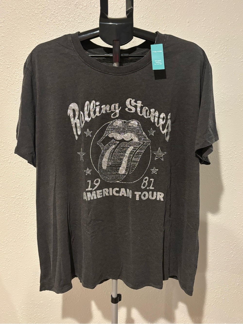 Maurices Grey Rolling Stones Graphic Short Sleeve Tee